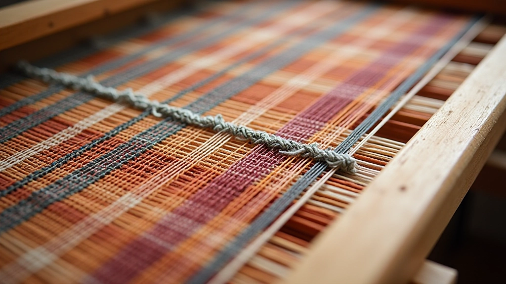 Detailed view of properly threaded warp showing organized thread placement and color arrangement