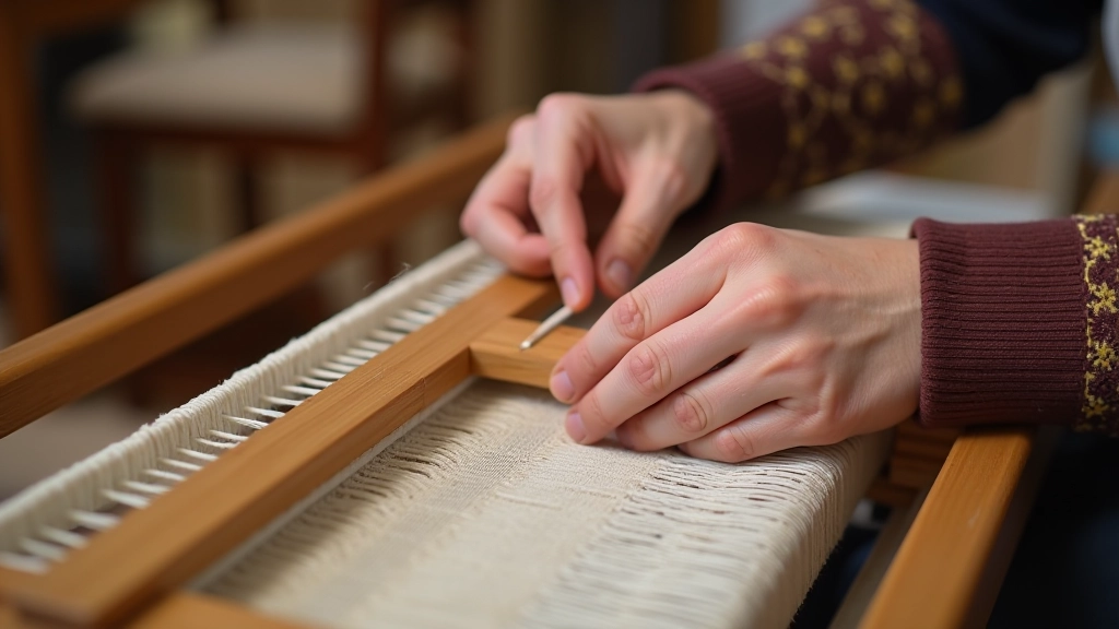 Hands working with shuttle demonstrating proper technique to prevent tangled threads