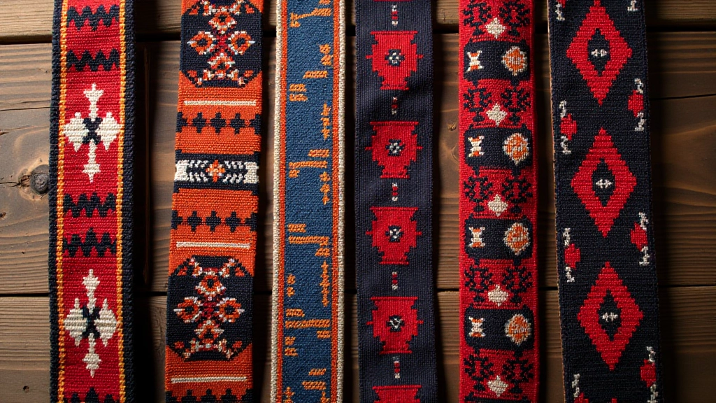 Collection of traditional Latvian woven belt patterns displayed in various colors and designs
